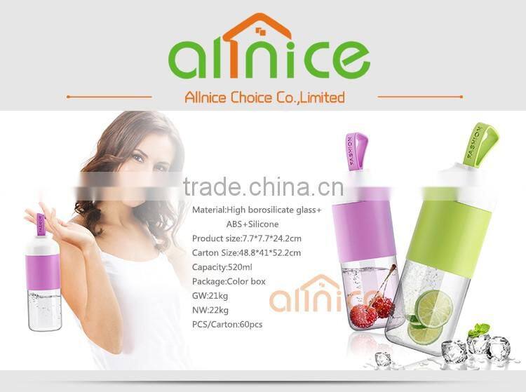 Manufacturer hot selling good design glass water bottle