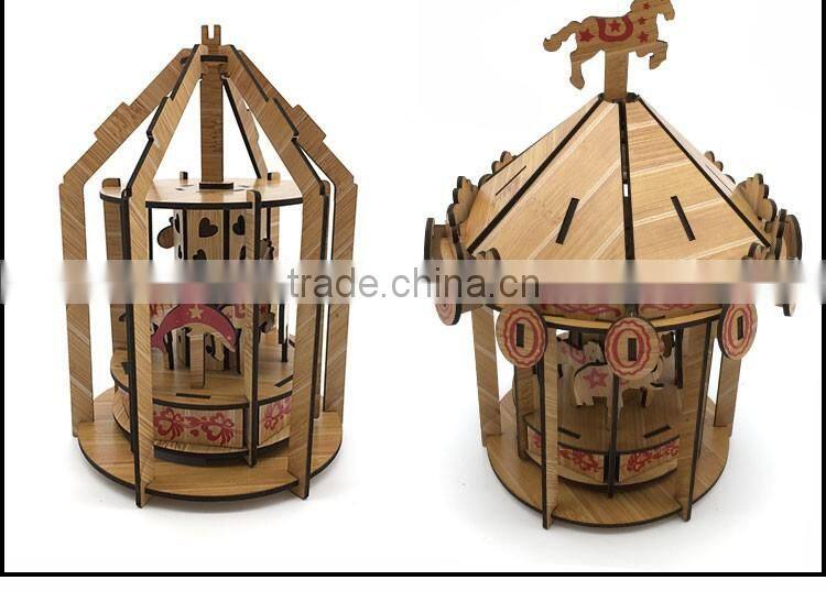 Wooden Mini Merry-go-round Model