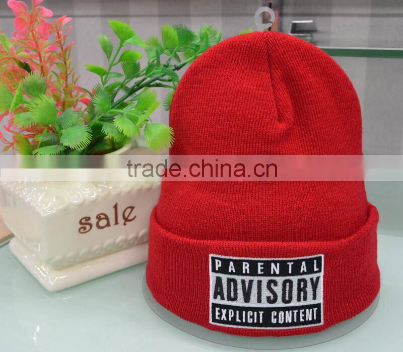 OEM promotional cheap winter Cuff Blank Plain Pom Pom Ski Custom Knitted 100% acrylic Beanie hat