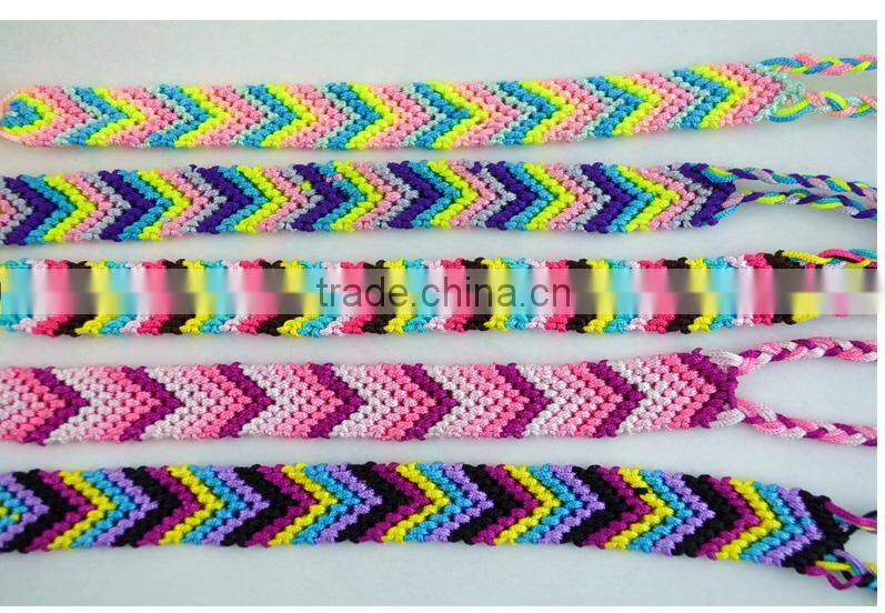 Promotion Gift Handmade 5colours polyester Cord Braided Arrow Pattern Chram Friendship Bracelet