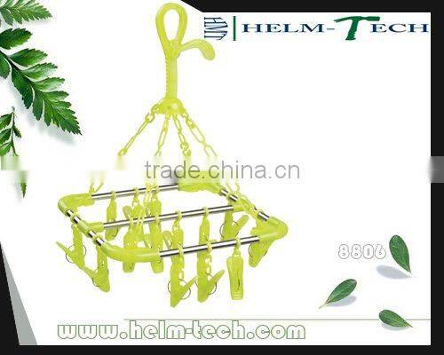 Colorful Clip Square Stainless Steel Hanger(14pegs)-8806