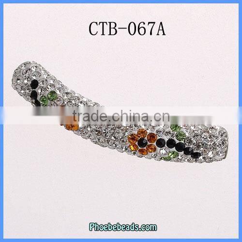 Wholesale Fashion Loose Curved Tube Shamballa Rhinestone Slide Charms CTB-068H
