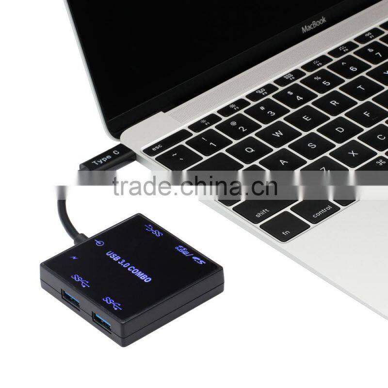 2015 Latest SuperSpeed 10Gbps Multiport Reversible USB-C Hub with TF & SD Card Slots