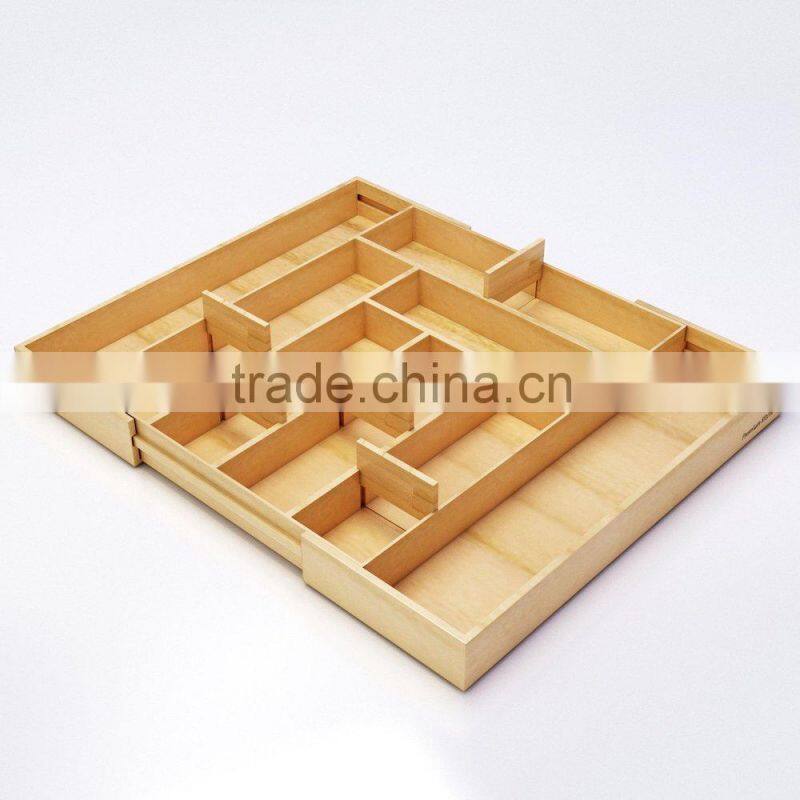 Bamboo Wooden Drawer Organizer Storage Kitchenware Stationery Boxes