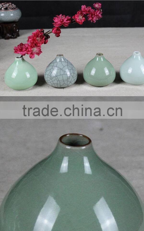 Longquan celadon Small ceramic vase simple modern home Tea flower holder home decorations Chazhuo