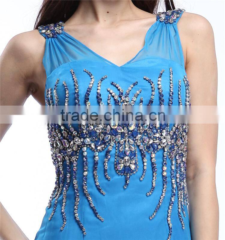 Factory Directly Sell Heavy Beaded Turquoise Blue Bridesmaid Dresses