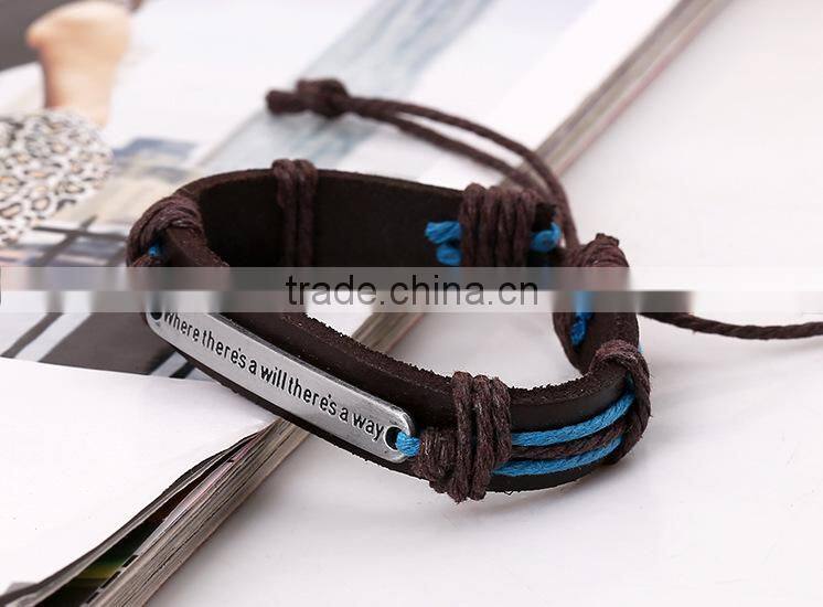 Personalized stars peace rivet leather bracelet latest design punk rock style leather bracelet for men