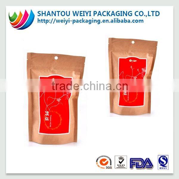 biodegradable kraft stand up pouch with zipper for wholesale