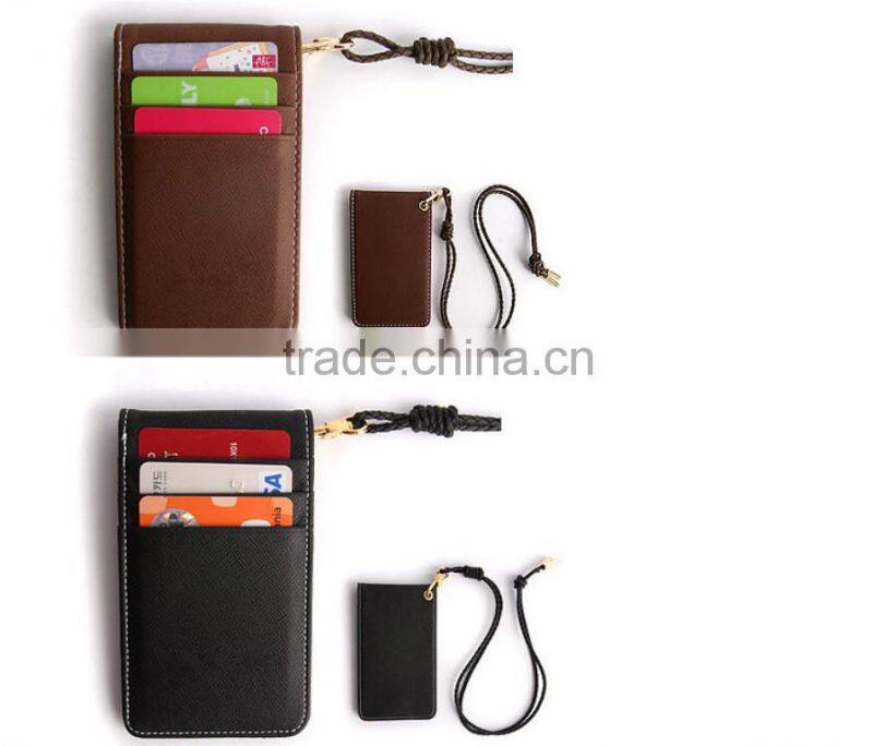 Black Faux Leather Business ID Credit Card Badge Holder with Card Pocket