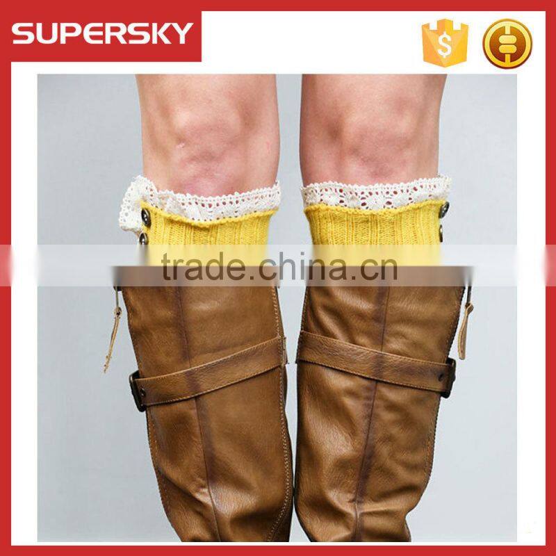 A-35 Ruffled Lace Knit Boot Toppers Cuffs Lace Open Knit Boot Cuffs Women Lace Button Boot Cuffs