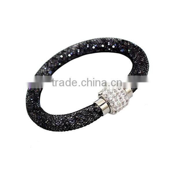 Hot sale fashion multi-color bio magnetic stardust bracelet,mesh crystal charm bracelet