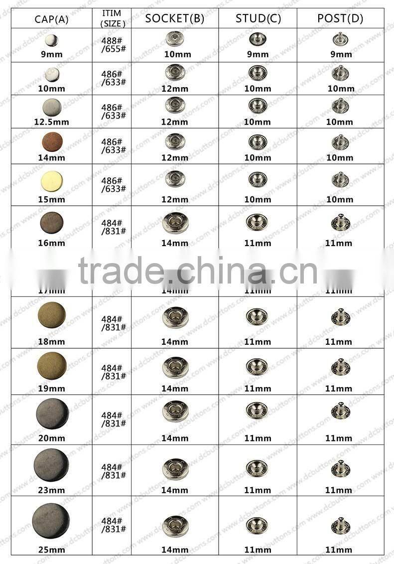 Fashion antique brass plating metal button four parts snap button for coat