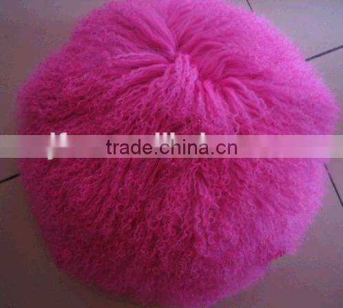 Top Quality Sheep Mongolian Sheep Fur Round Pillow Cushion Chair Decoration