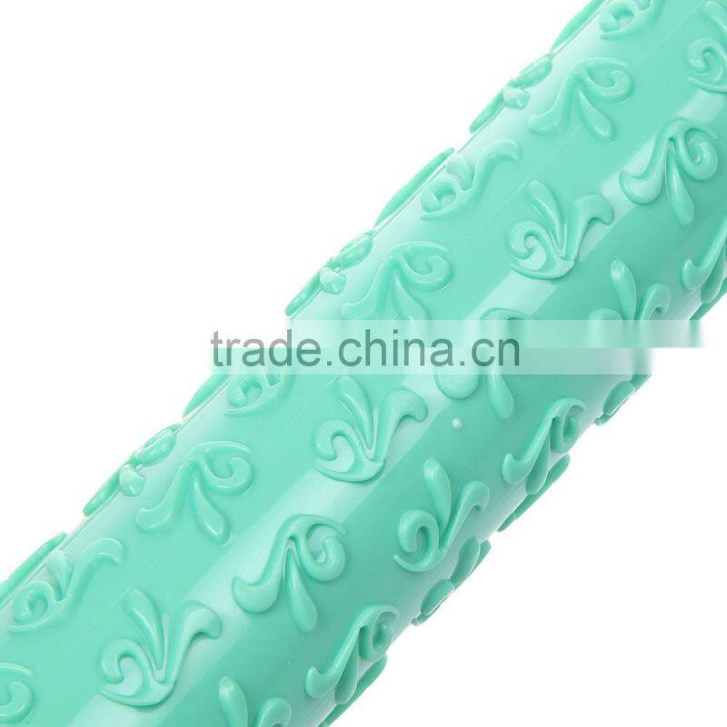 Reposteria Kitchen Embossed Plastic Rolling Pin textured Fondant decorating Dough Roller baking tools