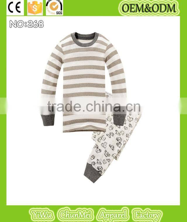 baby clothes kids long sleeve pajamas children stripe nightwear boys cars printing sleepwear girls cotton pyjamas high quality