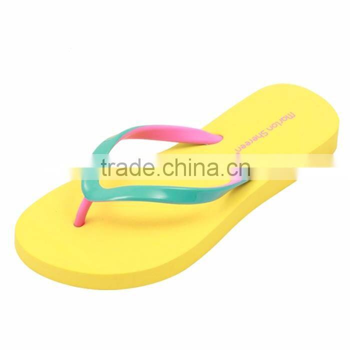 2016 latest eva foam sheet insole design fluorescence candy combo colors ladies flip flops