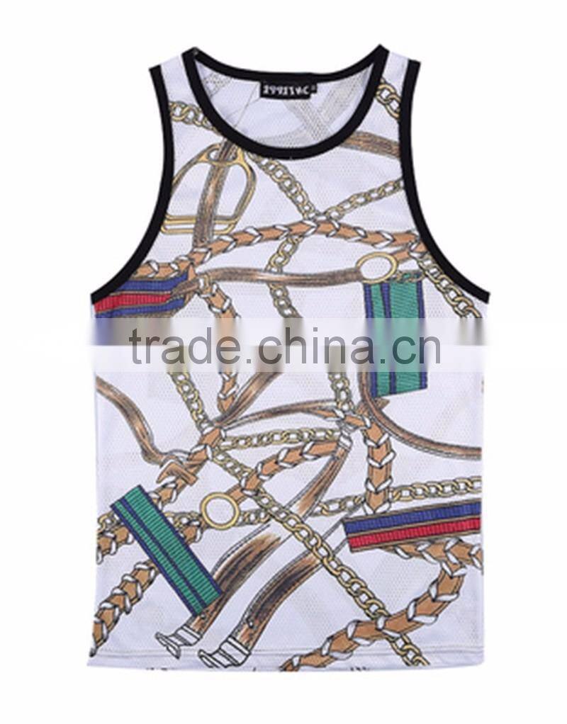 Wholesale 100% cotton custom printed mens vest