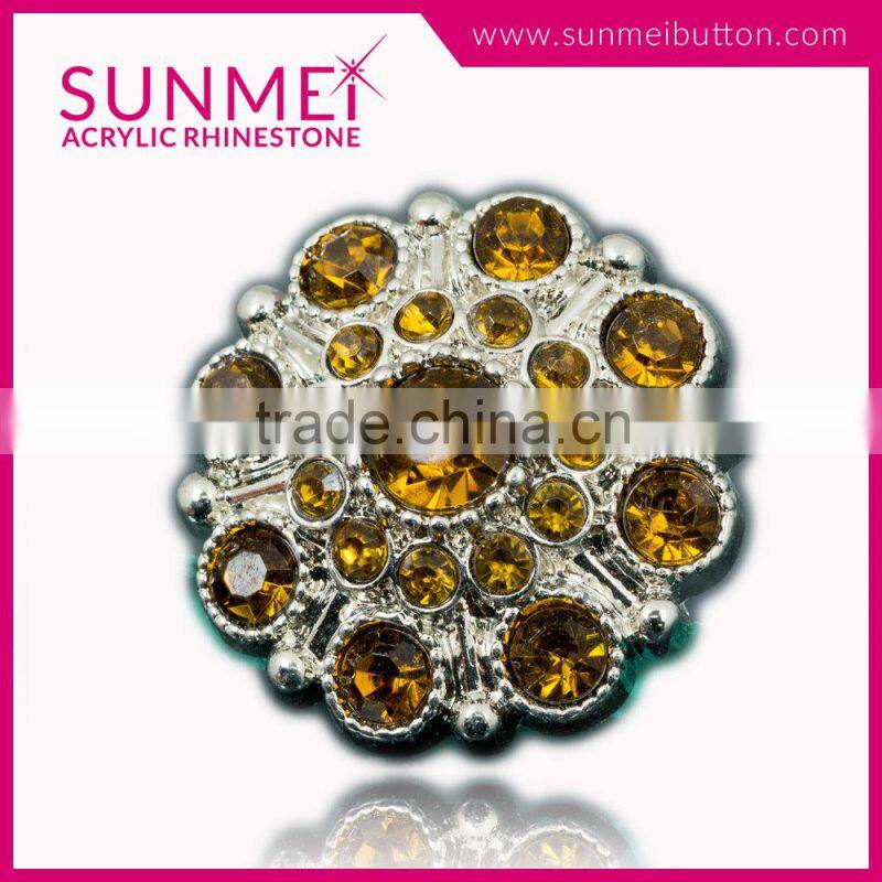 Orange and Black Rhinestone Flower Embellishments Buttons