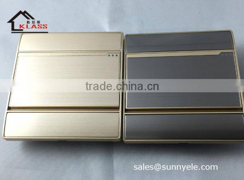 British style brushed aluminum golden 15A switched socket