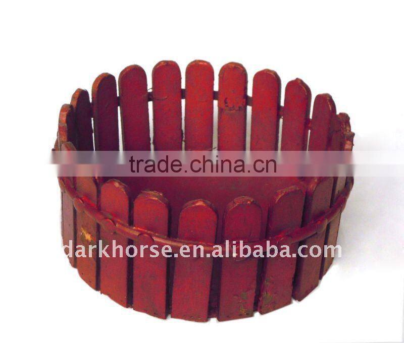 Round Antique Wooden Pot