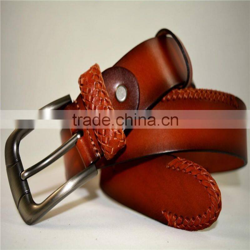 unsex high quality 100% genuine cowhide leather with braid loop belts