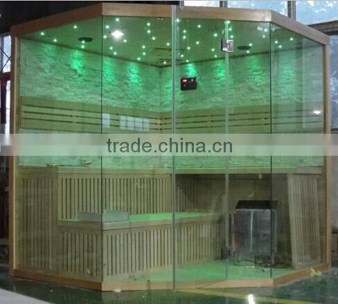 2016 Long Bench 6 person Finnish Steam Sauna for Relaxing (CE/RoHS)