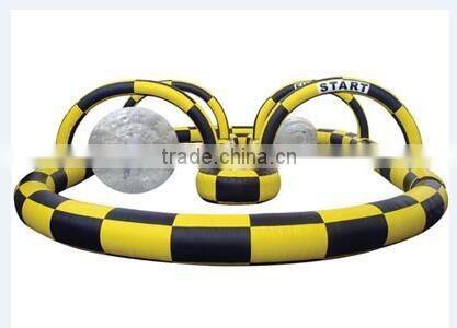 15mWx16mLx3.5mH giant inflatable zorb ball track large inflatable race track yellow black