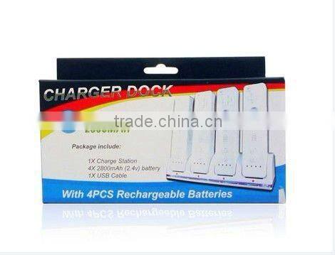 4 in 1 Remote controller battery charger dock for wii game accessories rechargeable batteries