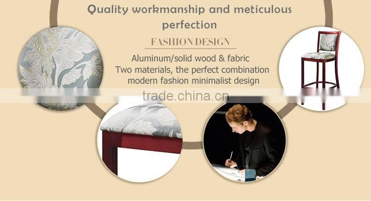 Modern design fabric seat solid wood design used commercial comfortable high bar stool