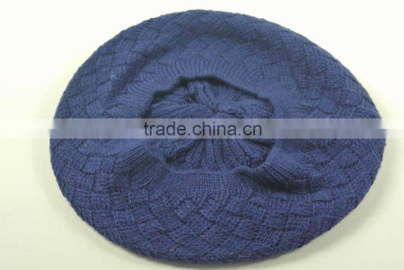 2015 Fashional Navy Cable Ladies' Knitted Baret
