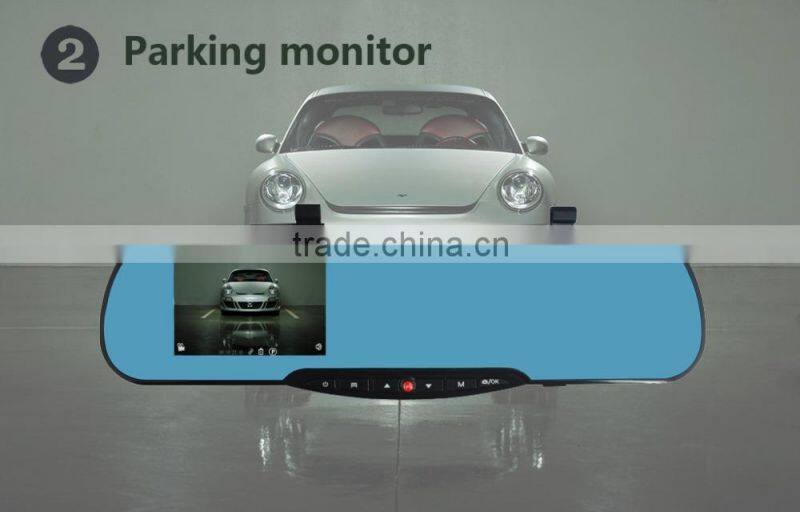 Rear camera mirror car dvr with gps tracking system