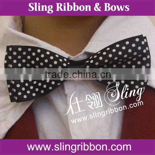 Whte Polka Dots Red Ribbon Bow Tie For Girls