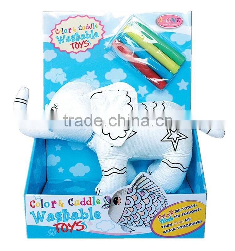 DIY Toy Coloring Washable Elephant with 4 Markers