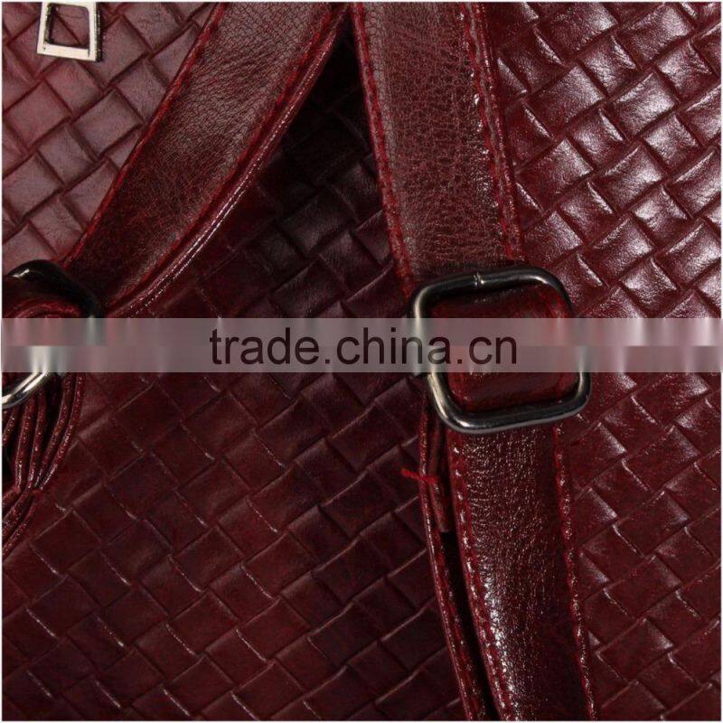 Luxury Women Girls Leather Woven Backpack Campus Shoulder Bag Bookbag Satchel