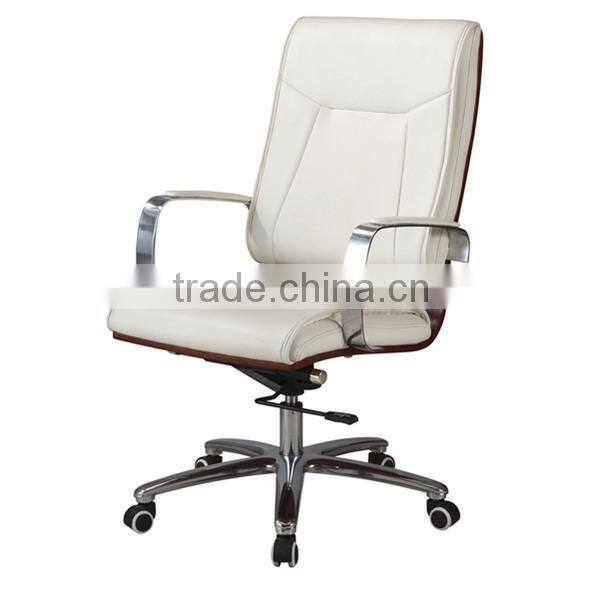 Swivel wood office chairs with castors,high back wood office chairs with casters,white pu wood office chairs with castors