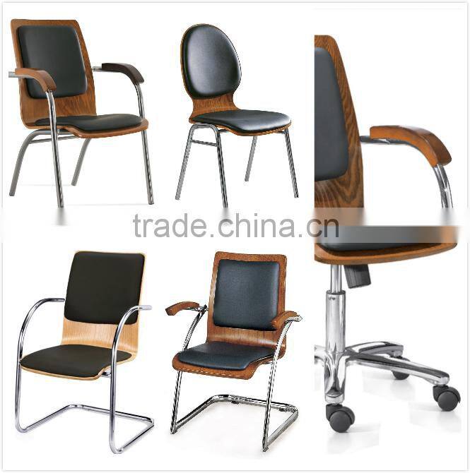 Swivel wood office chairs with castors,high back wood office chairs with casters,white pu wood office chairs with castors