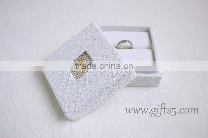 Elegant personalized wedding ring box for ceremony with beaded name plate of Y