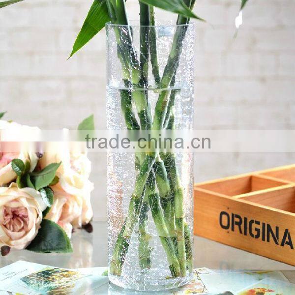wholesale clear tall crackle glass vase
