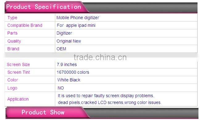 For iPad mini Touch Screen Digitizer ,LCD Panel For ipad mini LCD with Digitizer Screen