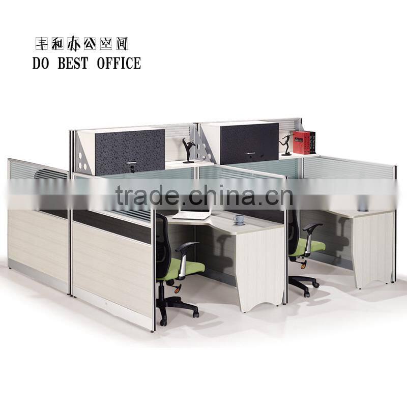 high wall office cubicle design 4 person office workstation partition with hanging cabinet