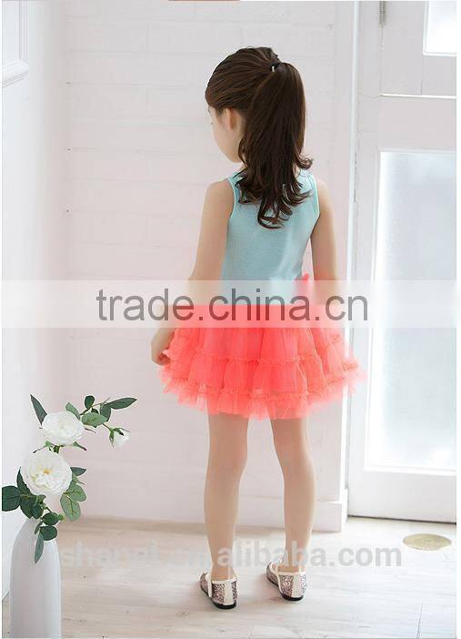 Summer new style three flowers cotton girls princess dress vest dress