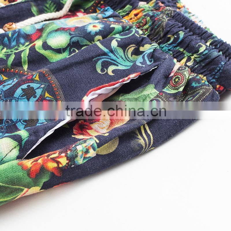 Summer 2015 Men's beach pants loose men casual linen summer shorts