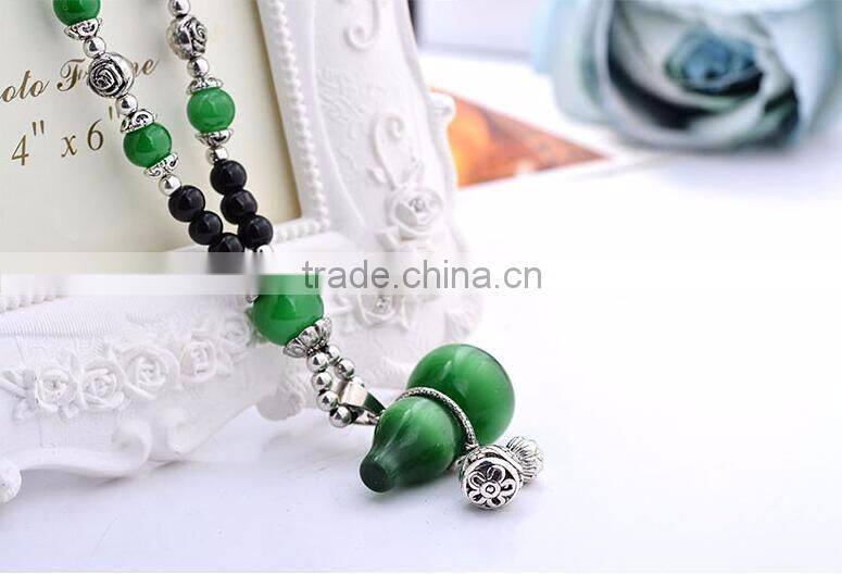Hot selling fashion necklaces long chain black beads factory wholesale