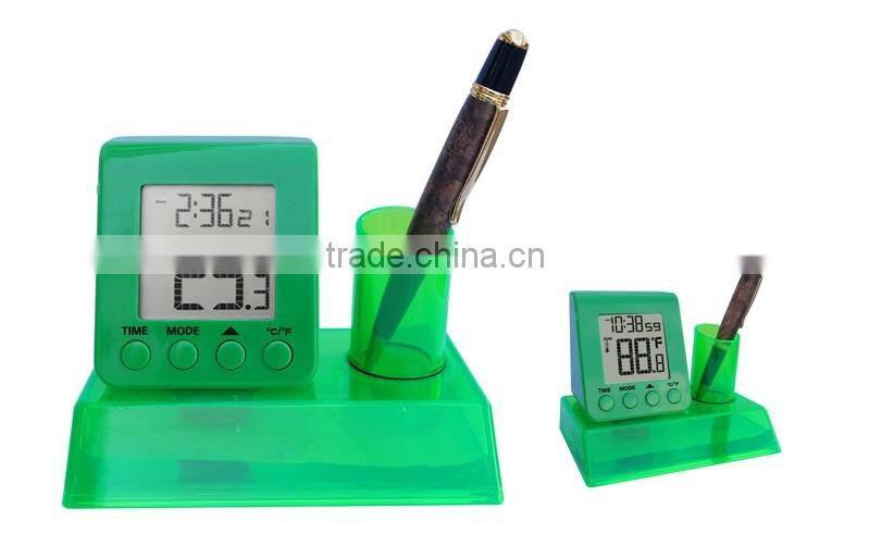 Wholesale Desktop Water Power Calendar And Digital Alarm Clock With Pen Holder
