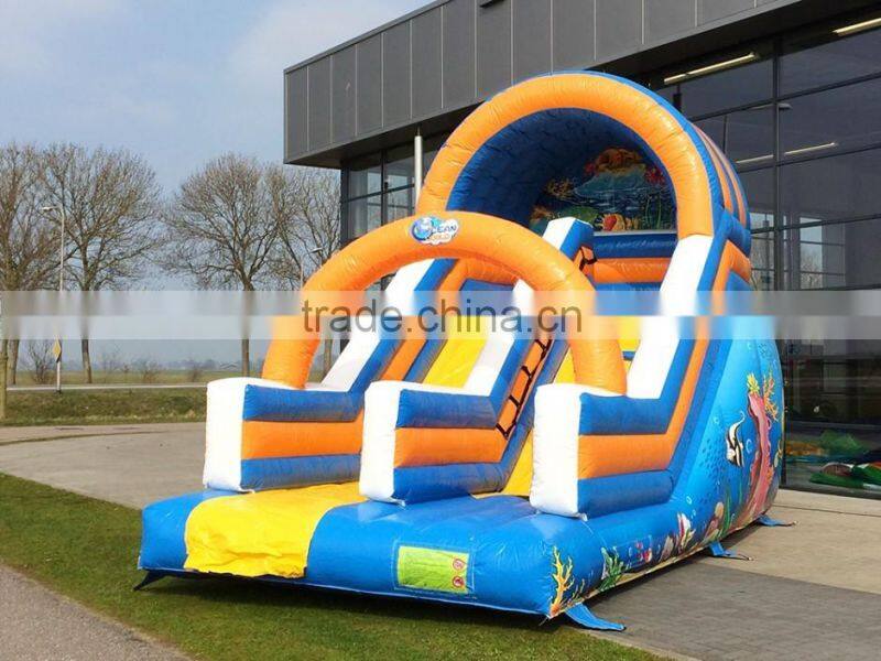 inflatable slide for fun, children inflatable dry slide with fish