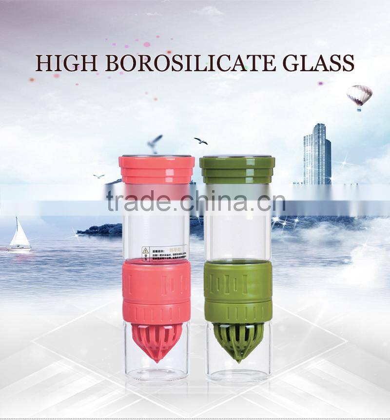 China handblown glassware pyrex glass fruit juice bottle OEM 500ml N6401