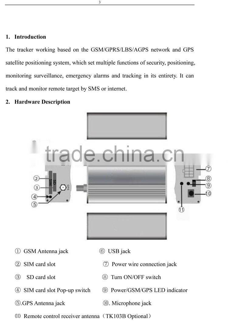 vehicle GPS tracking car security system XY-103B