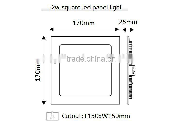 Panel led light 12w / Square led panel light fixture of ceiling