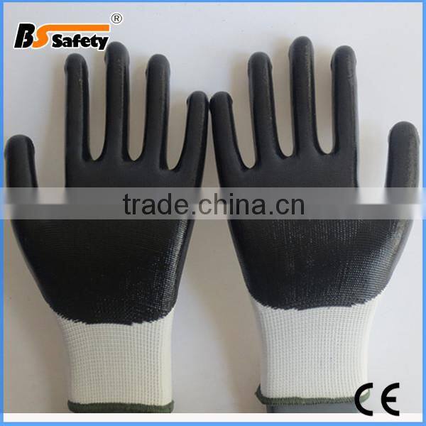 BSSAFETY white polyester black nitrile coated work glove