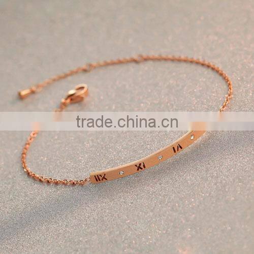 Charm yellow/rose/white gold stainless steel chain bracelet , little pendent chain bangle/ bracelet